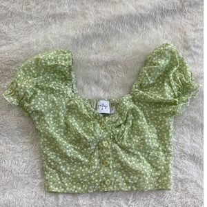 Princess Polly Green Floral Crop Top